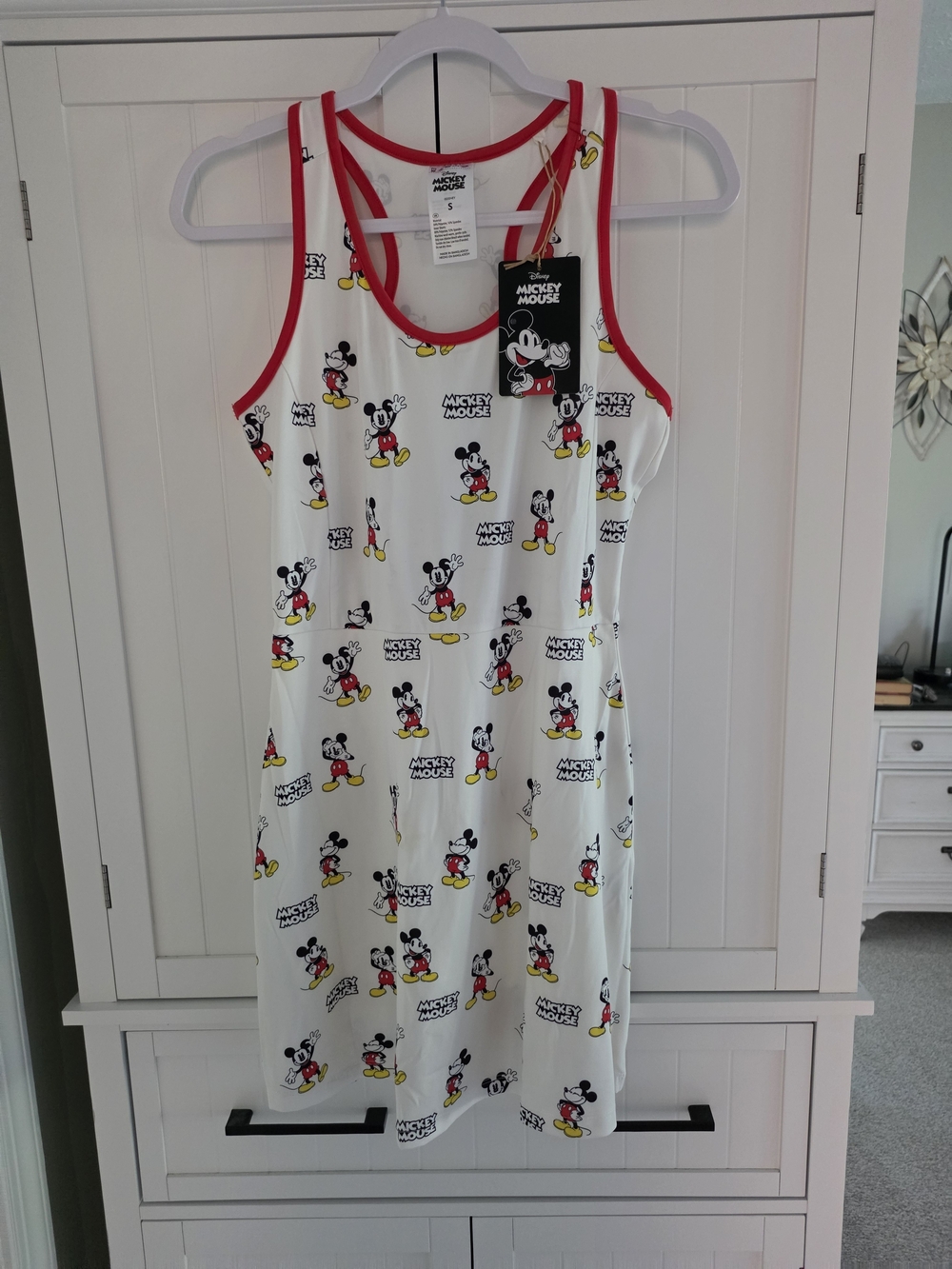Sold Out Viral ALDI Disney Mickey Mouse Tank Dress With Red Trim Small...NWT